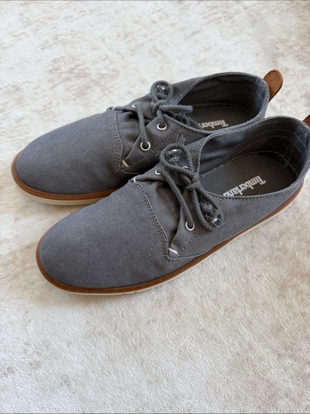 Timberland Men's Charcoal green Canvas Lace-Up Slip-Ons with Tan Trim